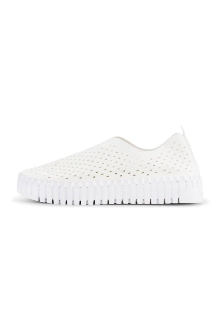 Soulier TULIP3373 en blanc, design original avec tissu découpé au laser et semelle intérieure confortable.