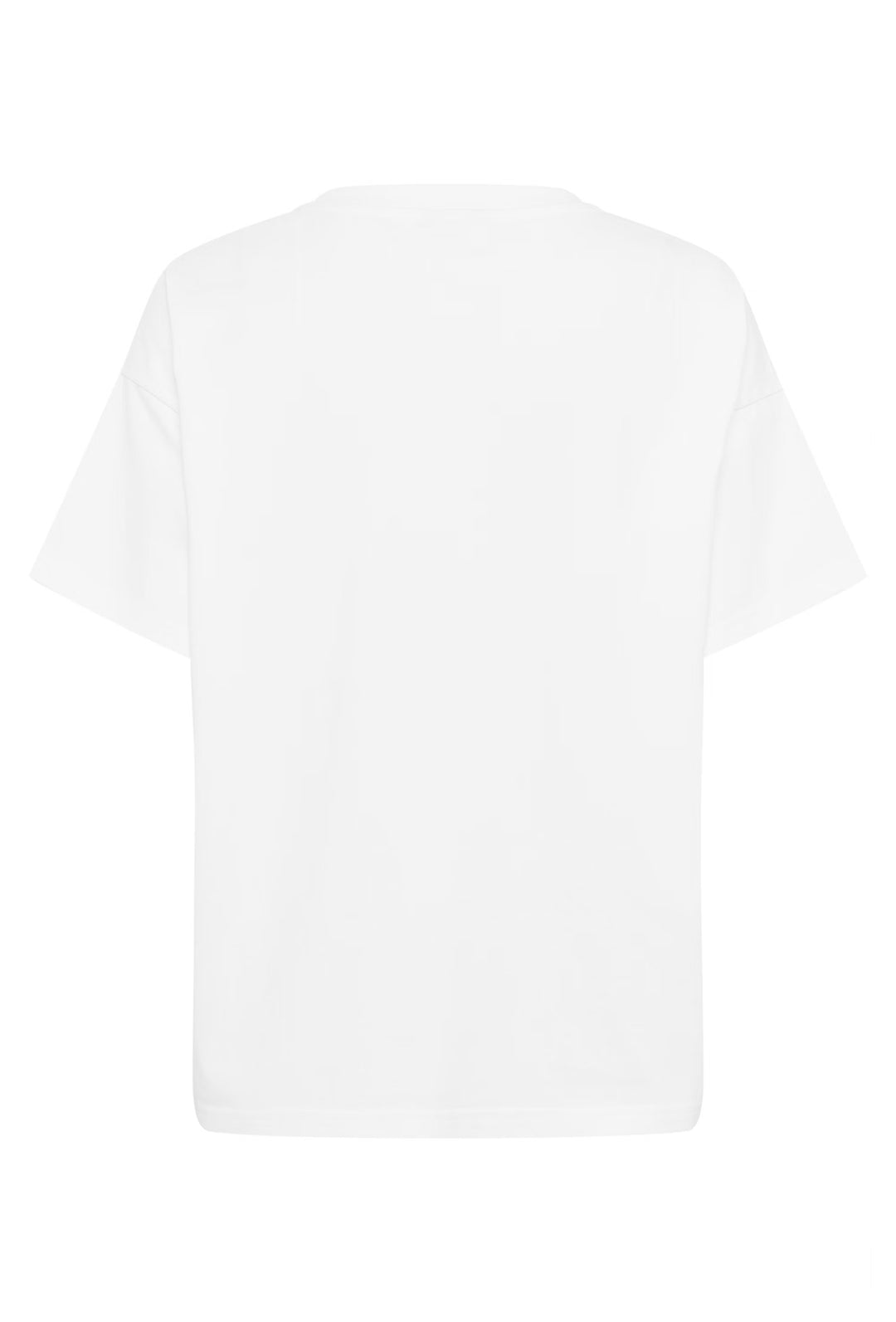 T-shirt Helen blanc avec coupe ajustée et col rond, manches courtes. Confortable et polyvalent pour un style minimaliste ou superposé.