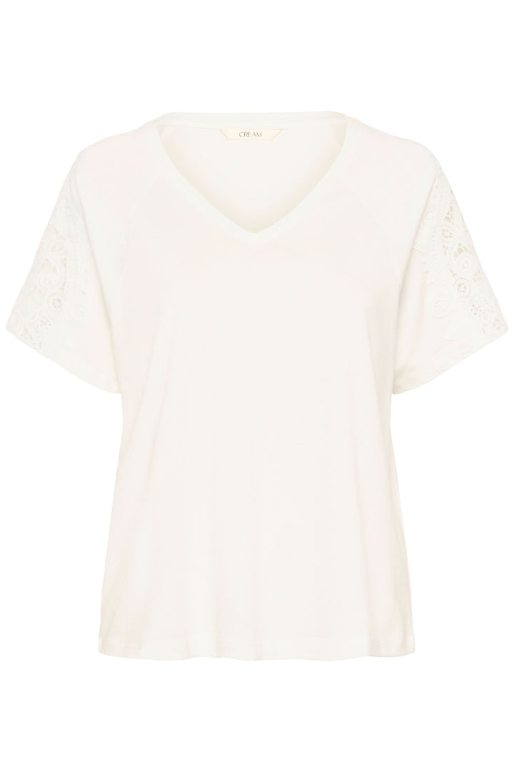 T-shirt Suny à manches courtes avec dentelle, élégant et confortable, idéal pour le quotidien avec détails en dentelle sur les manches.