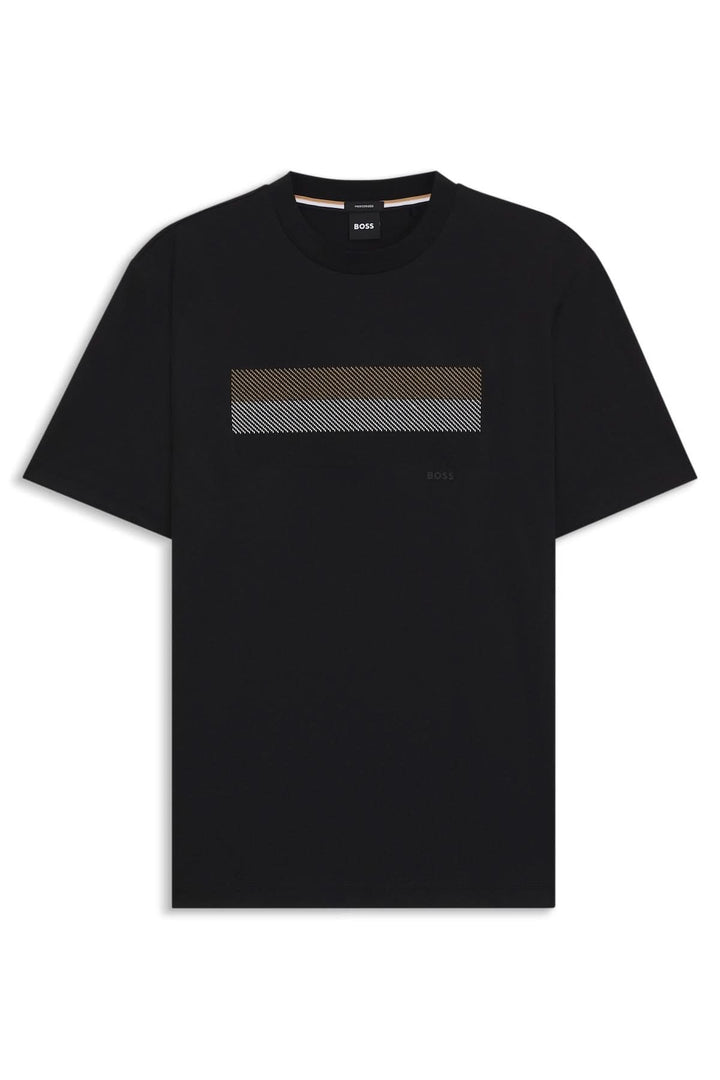 T-shirt à imprimé graphique minimaliste avec coupe droite et manches courtes, design épuré pour un style moderne et décontracté.