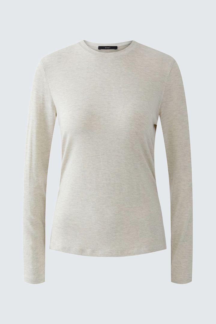 T-shirt à manches longues en jersey modal doux, avec fronces flatteuses à la taille et col rond.