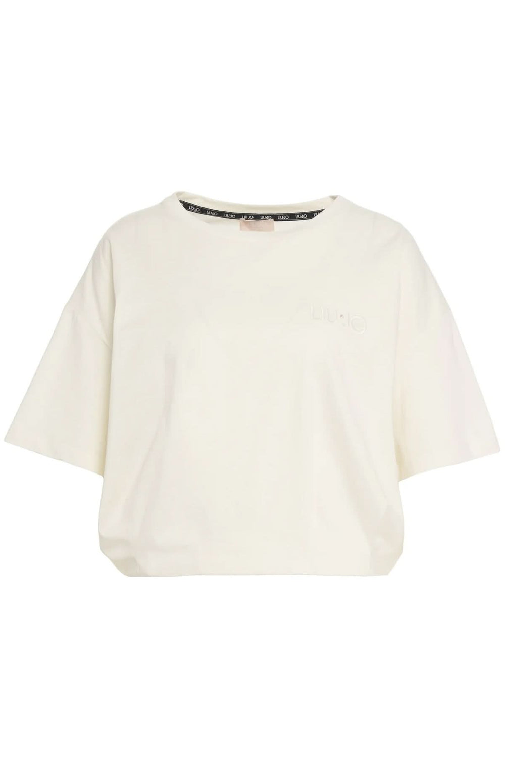 T-shirt oversize avec logo brodé, manches courtes et ourlet élastiqué en coton doux, silhouette moderne pour un look décontracté.