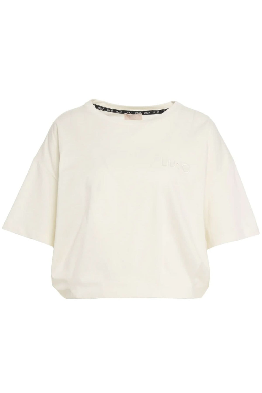 T-shirt oversize avec logo brodé, manches courtes et ourlet élastiqué en coton doux, silhouette moderne pour un look décontracté.