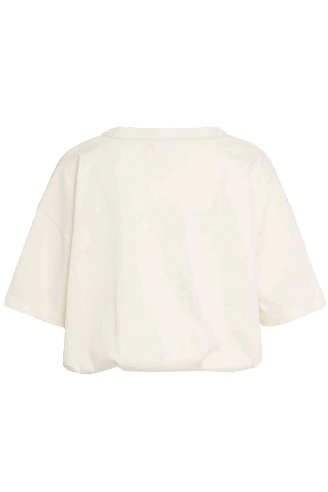 Vue arrière du T-shirt oversize avec logo brodé, en coton doux, manches courtes, pour un style décontracté.