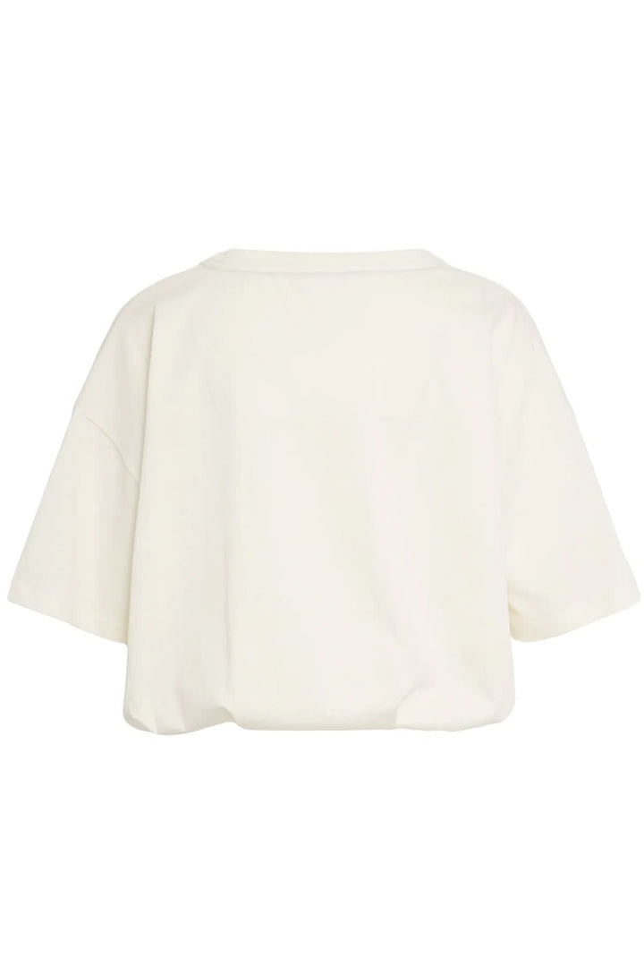 Vue arrière du T-shirt oversize avec logo brodé, en coton doux, manches courtes, pour un style décontracté.