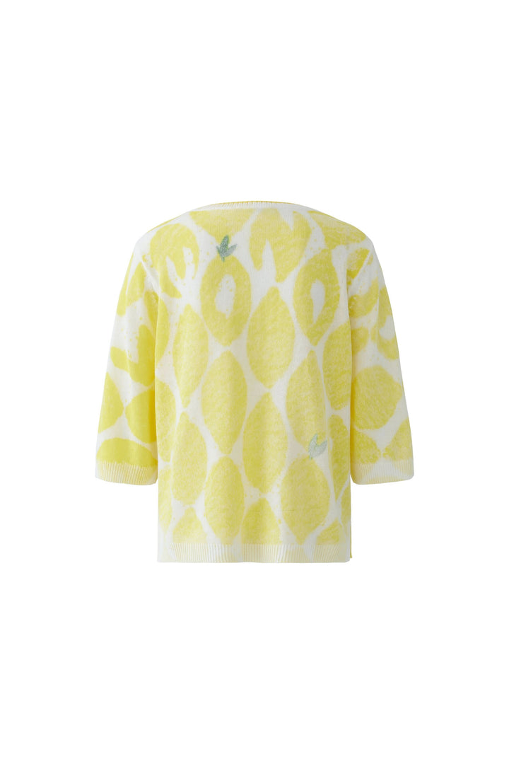 Tricot léger imprimé à manches 3/4 en maille douce avec motif distinctif, vue arrière, idéal pour une allure décontractée.