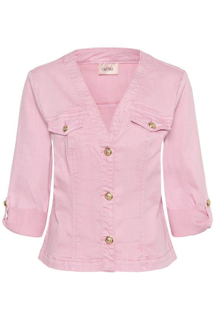 Veste en jean Visti ajustée avec boutons décoratifs et encolure en V.