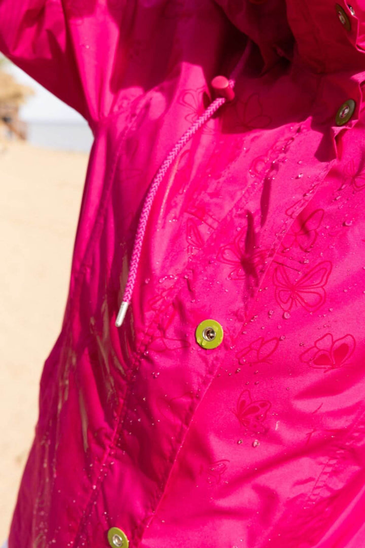 Veste légère à capuche rose avec détails floraux en extérieur