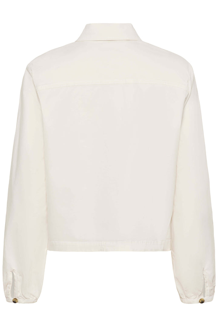 Veste légère rayée à boutons vue arrière avec col chemise et manches longues, deux poches plaquées à l&