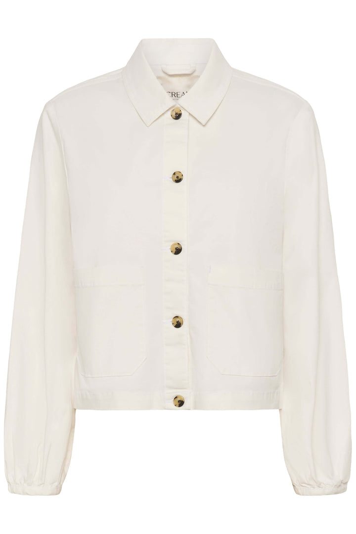 Veste légère rayée à boutons avec col chemise et grandes poches, coupe courte élégante pour un style moderne et intemporel.