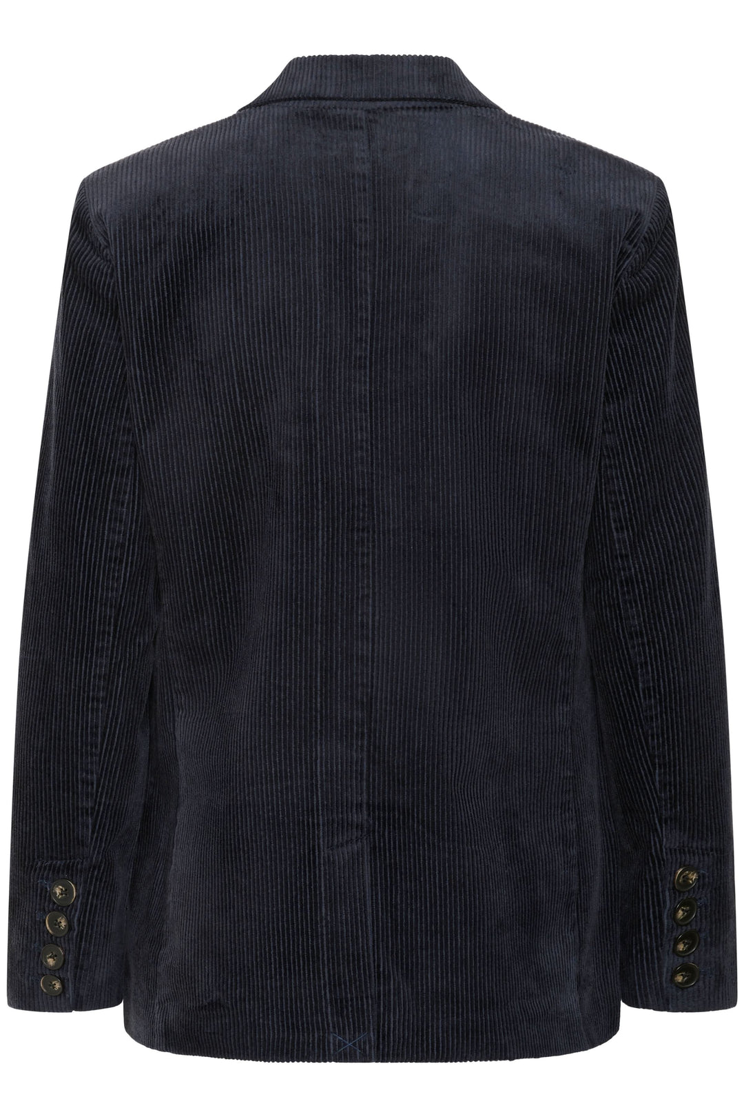 Veston Leni en velours côtelé, coupe ajustée, de couleur noire, vue arrière avec détails des boutons.