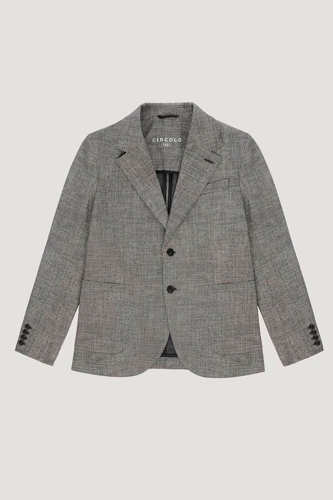 Veston texturé en polaire avec col à revers et boutons en corne, ajustement décontracté et élégant.