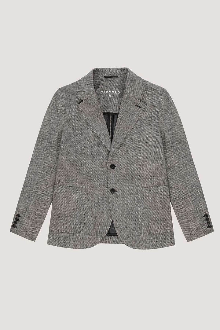 Veston texturé en polaire avec col à revers et boutons en corne, ajustement décontracté et élégant.