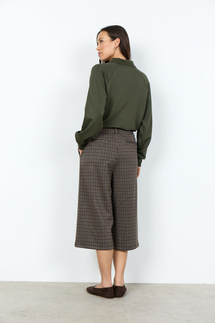 Pantalon Hekla écourté à jambe large et motif à carreaux