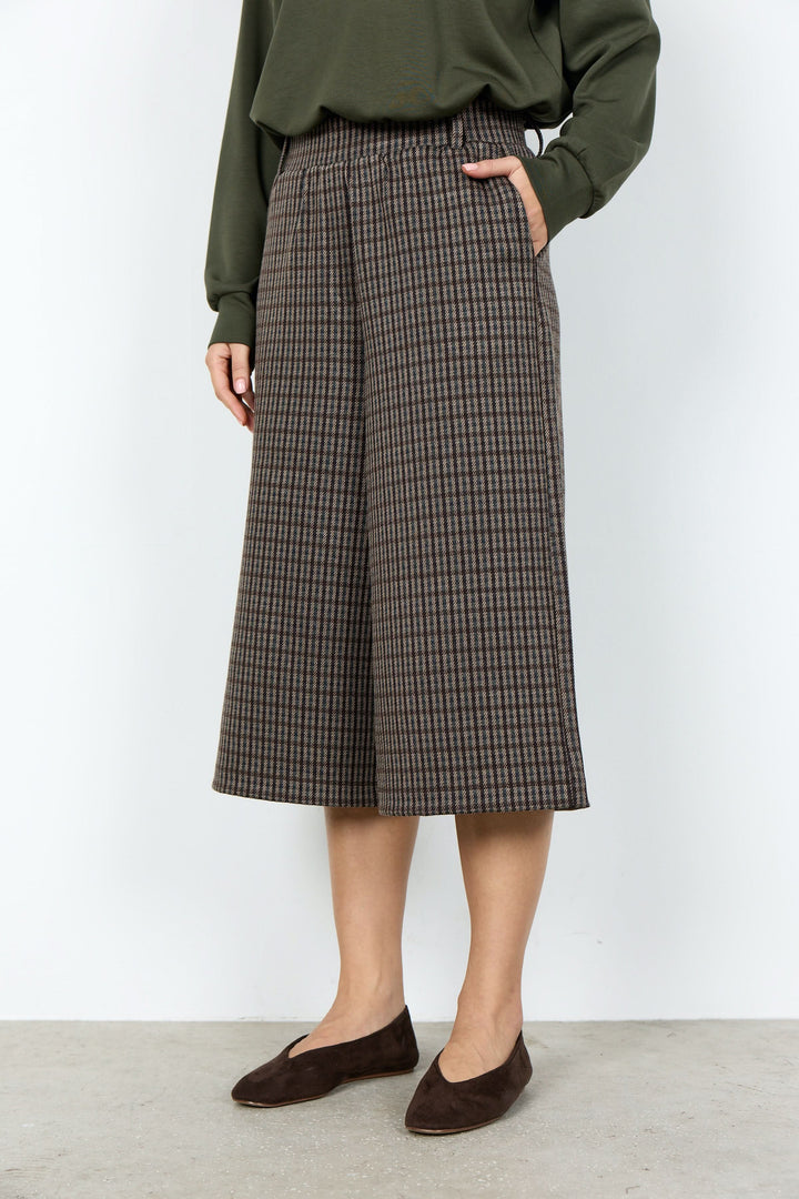 Pantalon Hekla écourté à jambe large et motif à carreaux