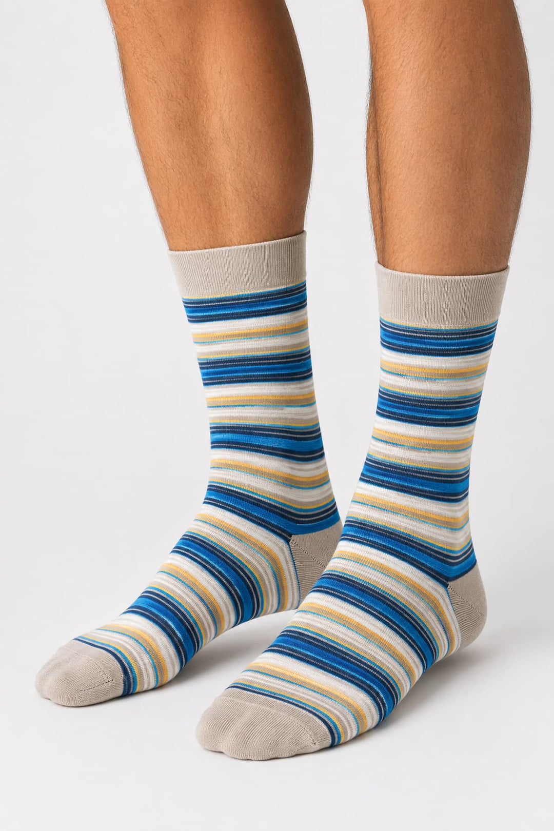 Vue détaillée bas rayés en modal pour homme gris avec motifs Marcoliani - Valérie Simon