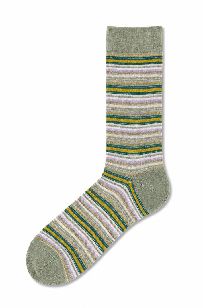 Vue latérale bas rayés en modal Marcoliani homme gris avec motifs distinctifs - Valérie Simon