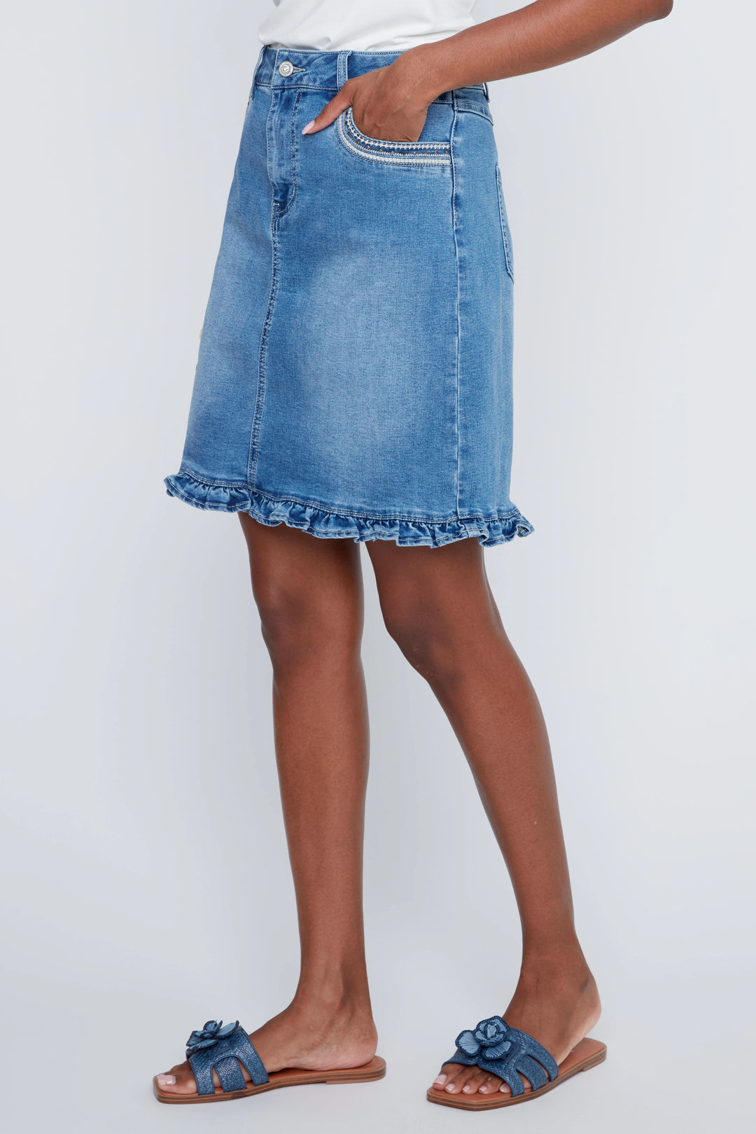 Jupe en denim à volant
