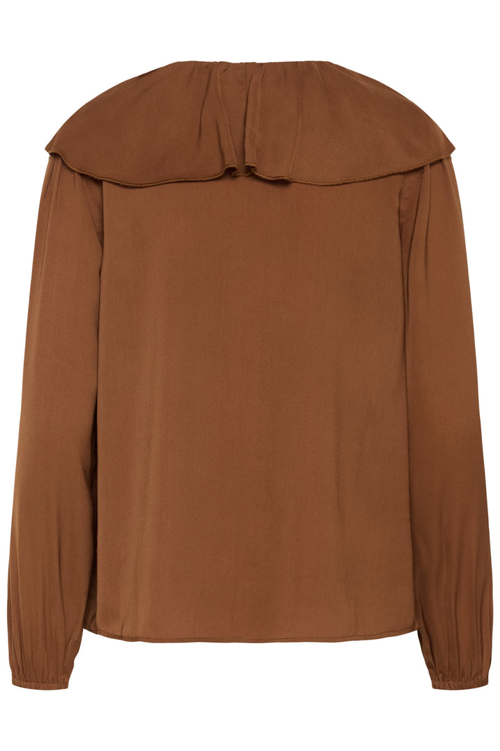 Beliv fluid ruffled long-sleeve blouse for women Cream