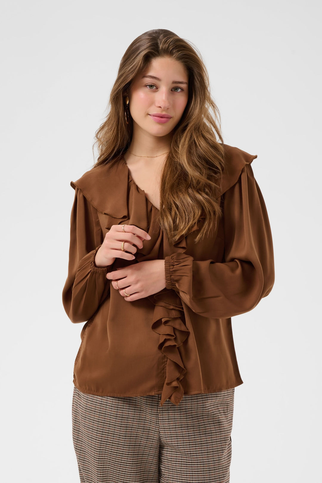 Beliv blouse front view for women Cream