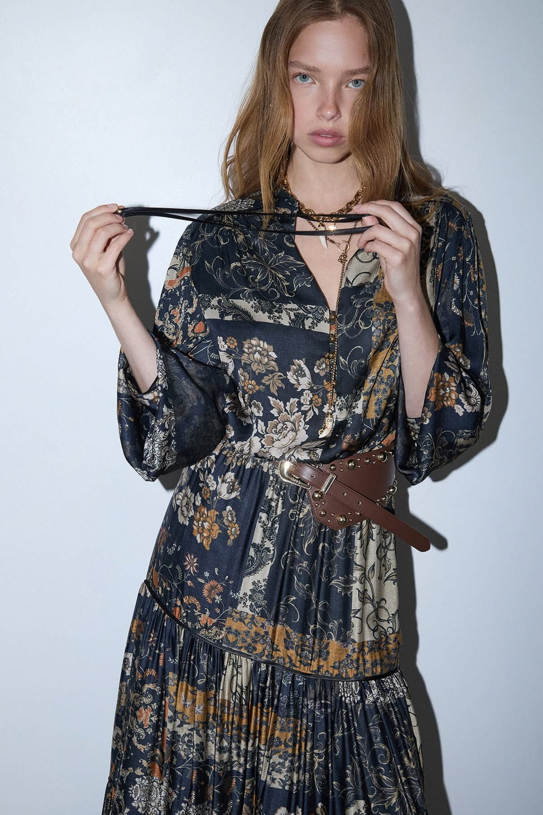 Blouse imprimée à liens pour femme liujo