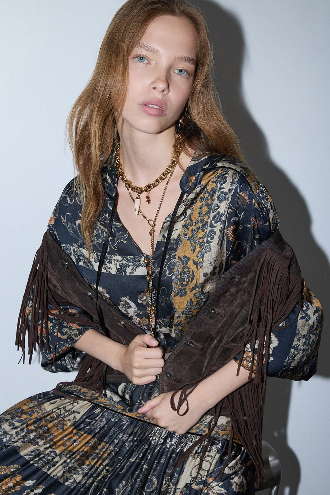 Blouse imprimée à liens pour femme liujo