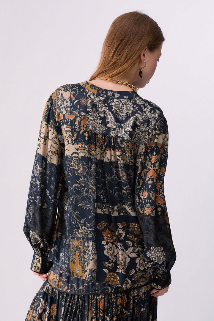 Blouse imprimée à liens pour femme liujo