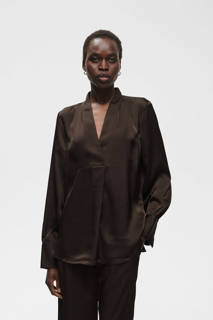 Blouse satinée à encolure en V pour femme Inwear