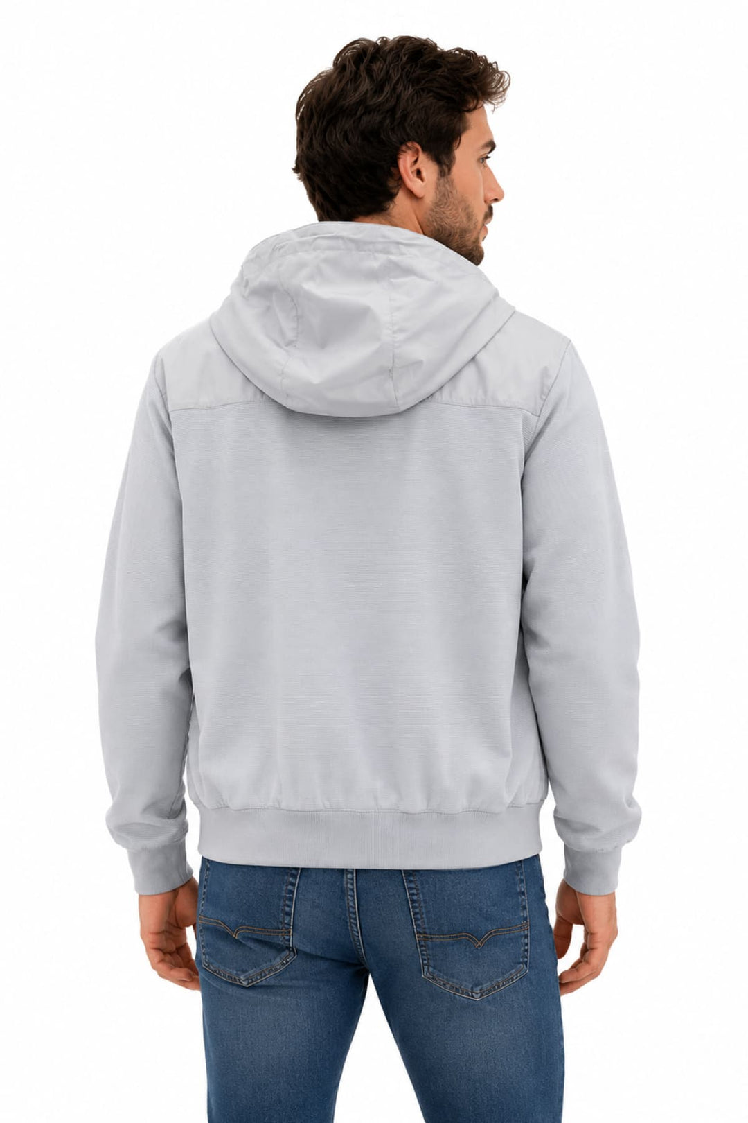Side view of a blue hooded jacket Paul &amp; Shark for men with zippered details - Valérie Simon