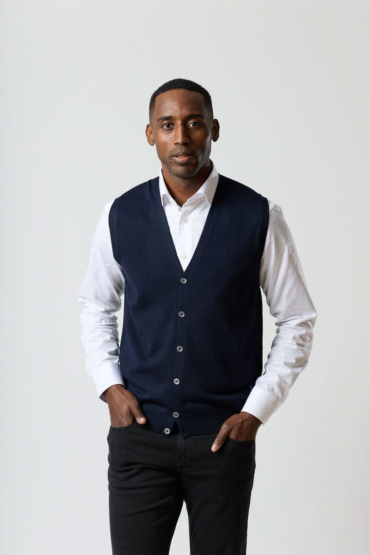 Gilet en laine mérinos à col en V