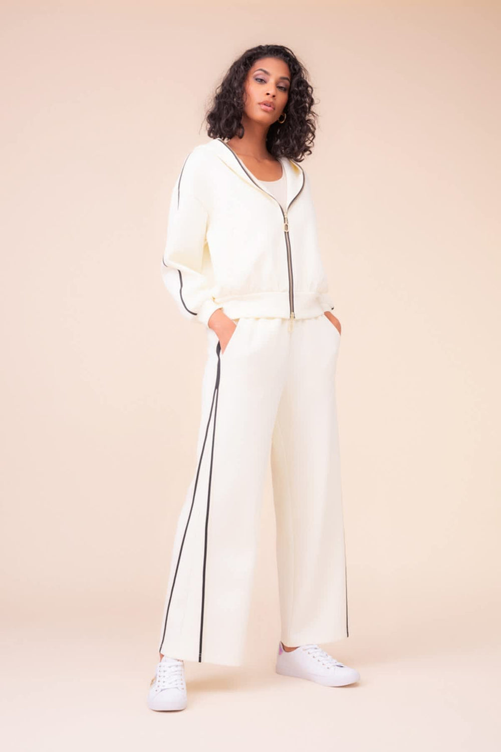 Women's Alison Sheri hooded cardigan with contrasting zipper