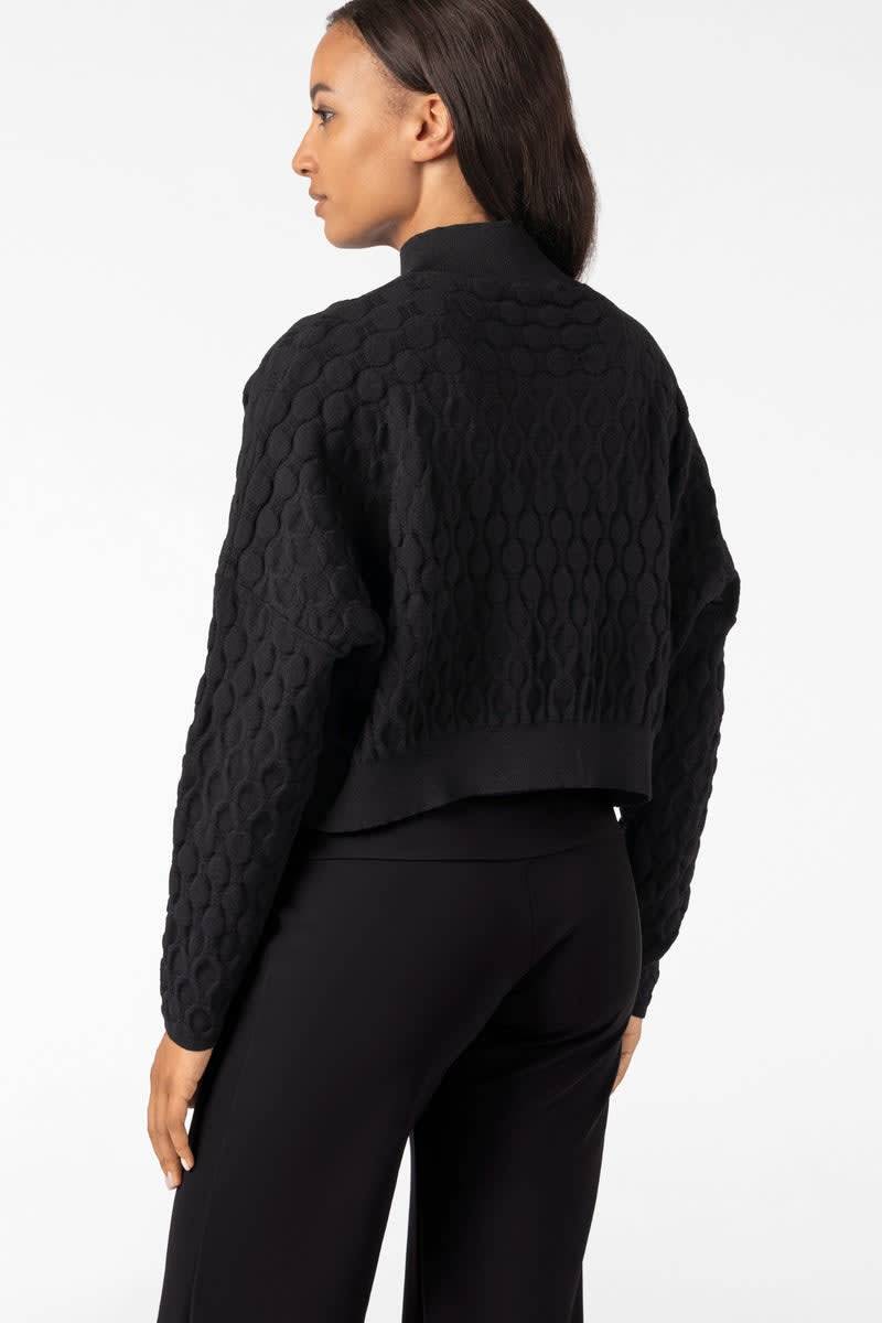 Sarah Pacini women's raised-texture cropped zip cardigan