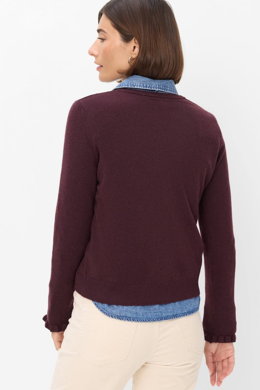 Women's merino wool and cashmere ruffled cardigan by Brax