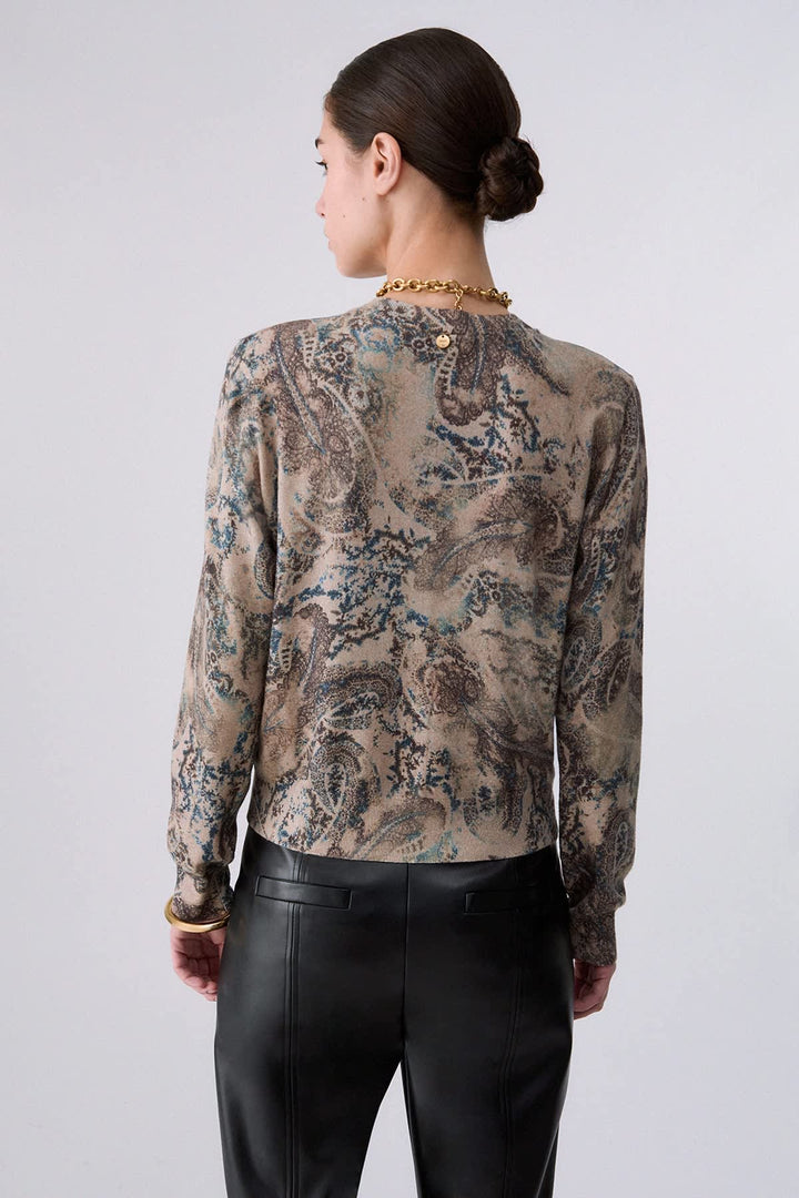 Cardigan imprimé à motif cachemire pour femme liujo