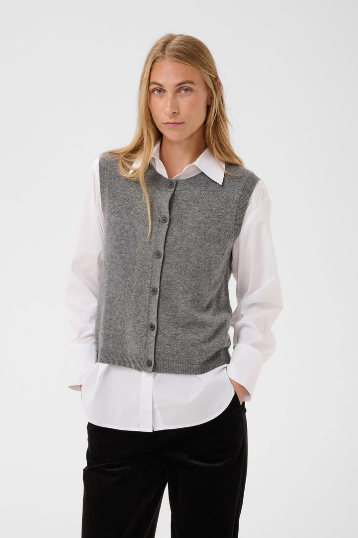 Cardigan sans manches boutonné Cania vue de face pour femme Part Two