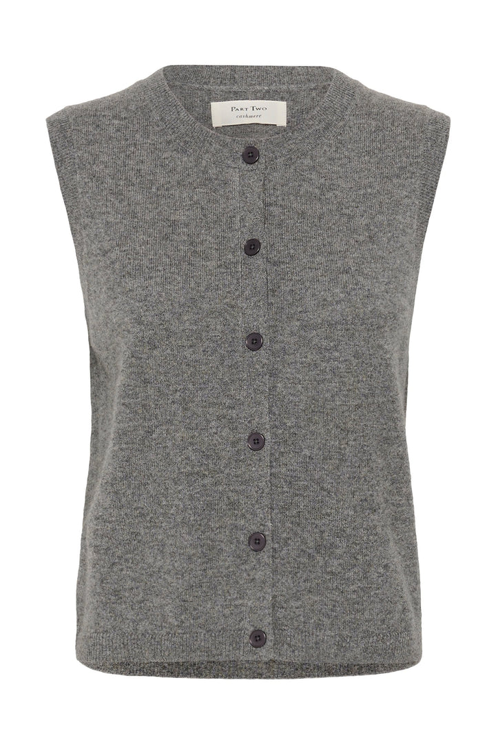 Cardigan sans manches boutonné Cania vue de face pour femme Part Two