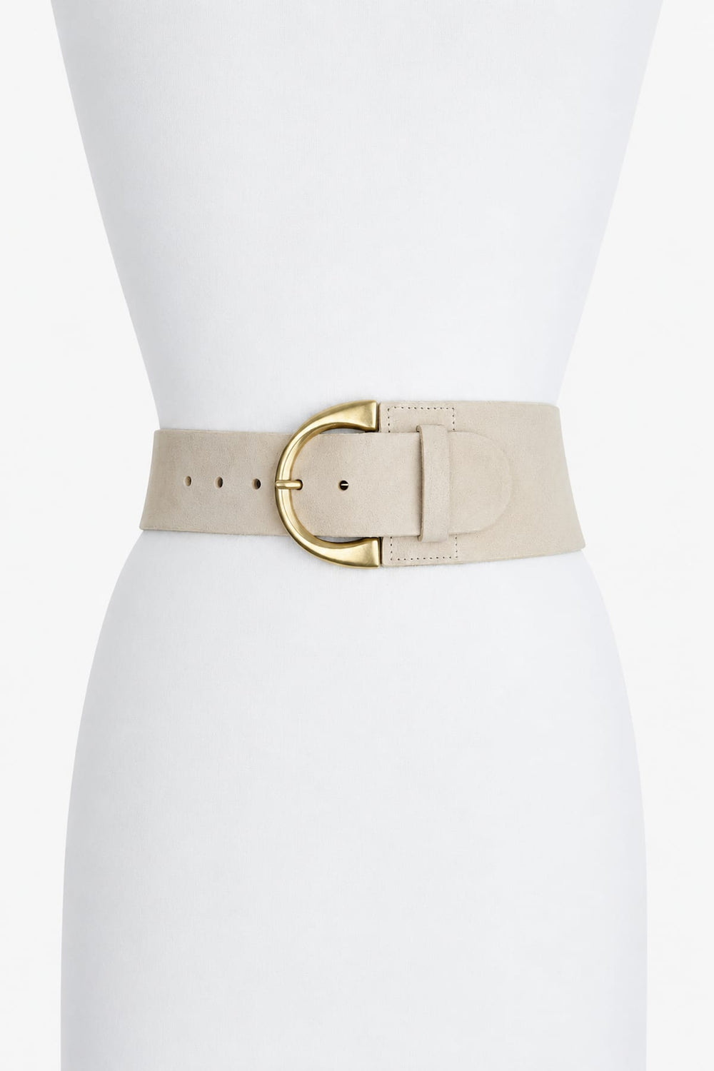 Kalie belt with a rounded buckle in brown leather, side view, for women - Valérie Simon