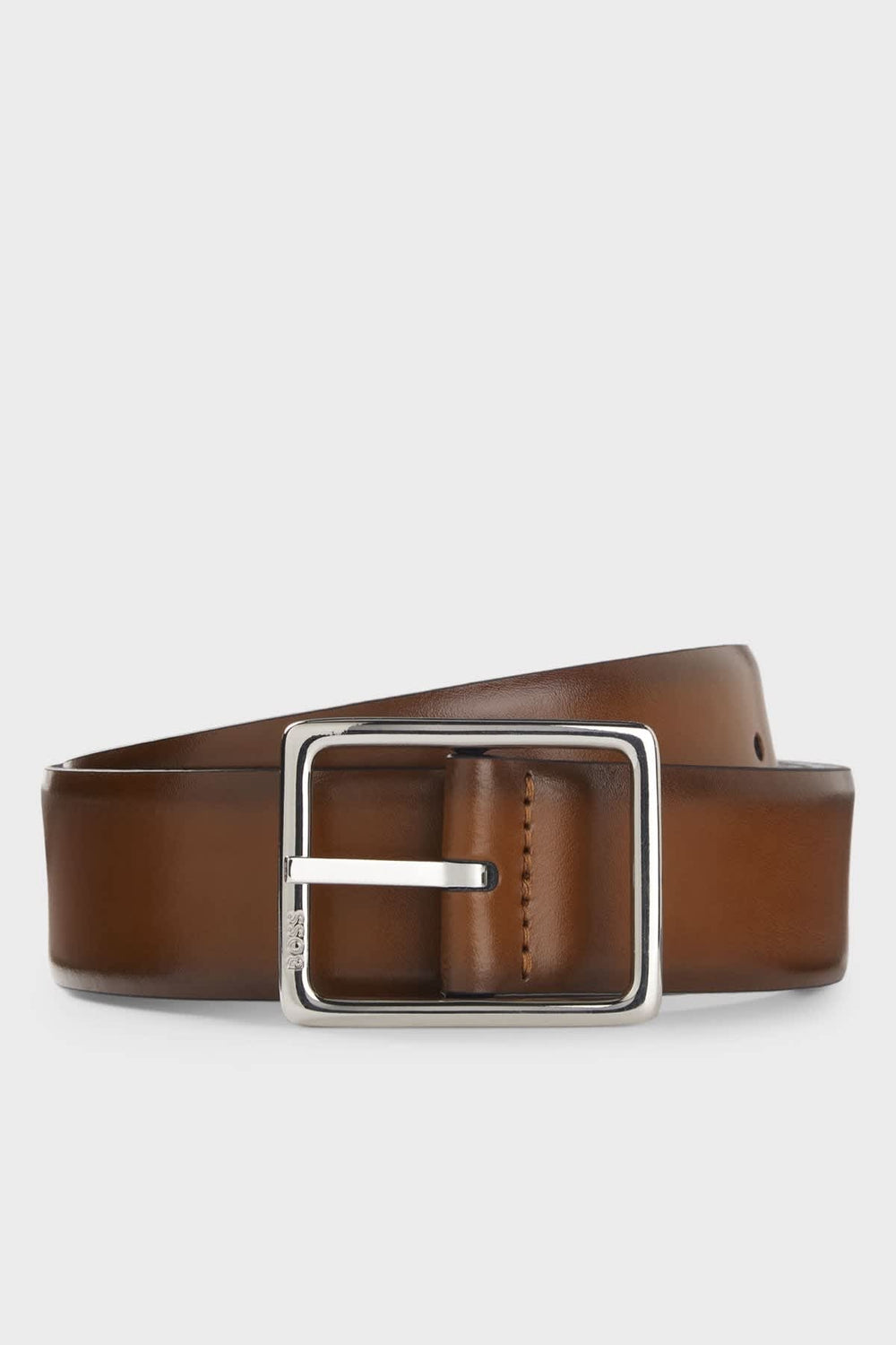 Men's Hugo Boss belt with metal buckle, front view
