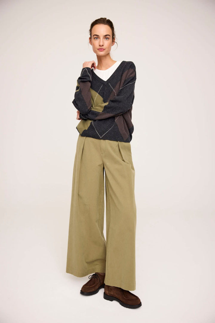Vue de face chandail losanges beige JC SOPHIE pour femme - Valérie Simon
