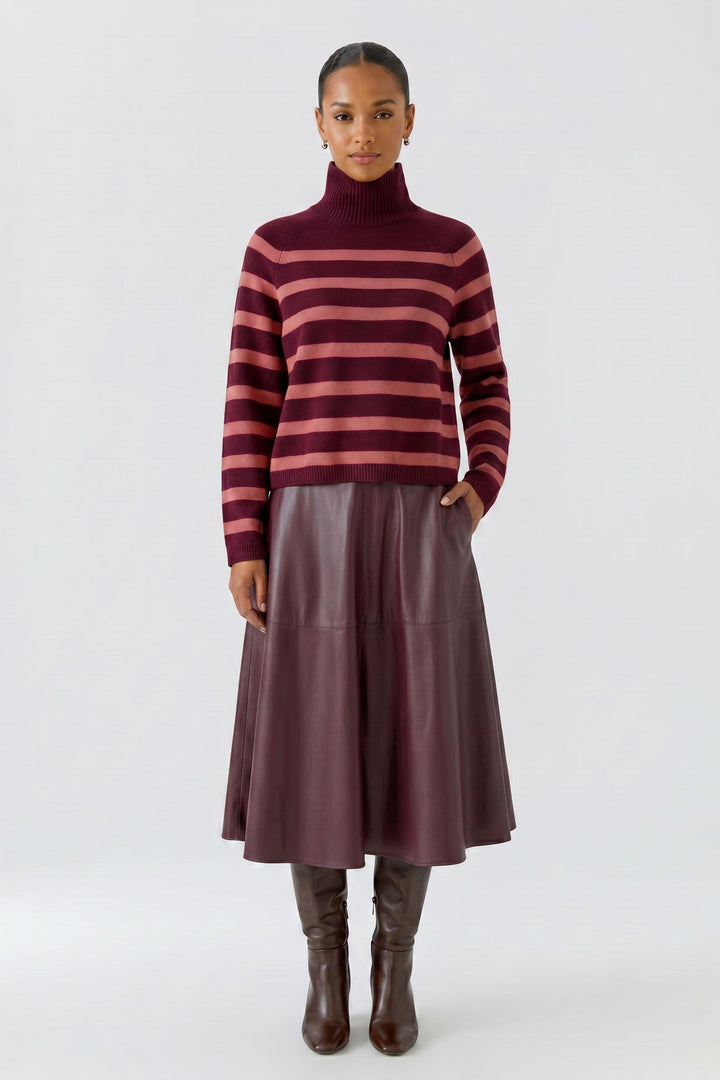 Chandail à col roulé rayé pour femme Oui