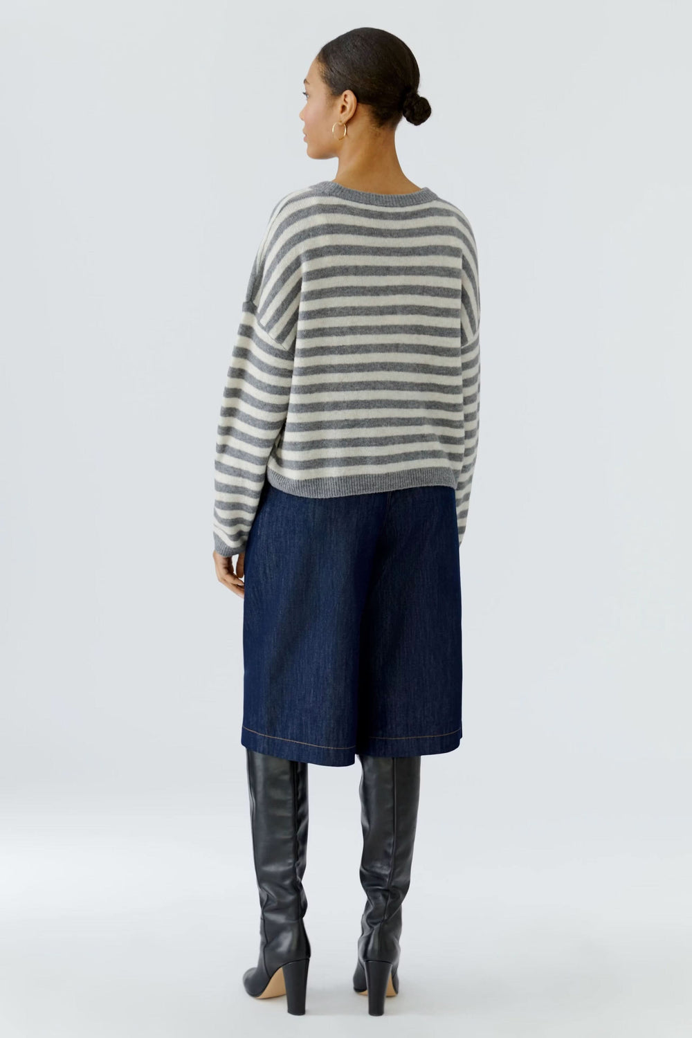 Chandail court en tricot à rayures pour femme Oui