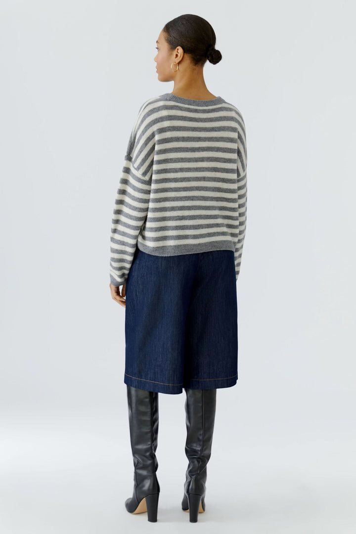 Chandail court en tricot à rayures pour femme Oui