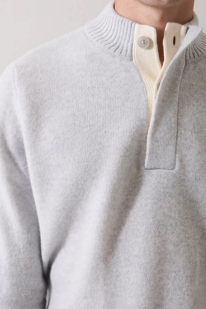 Patrick Assaraf men’s superfine lambswool button mock-neck sweater