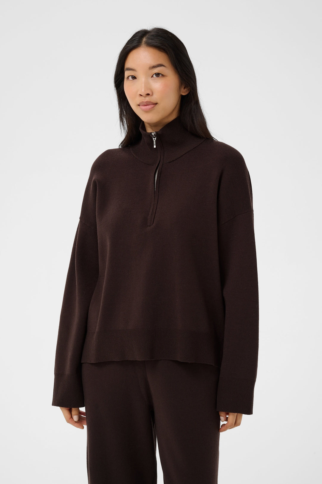 Chandail en tricot à col montant zippé pour femme Part Two