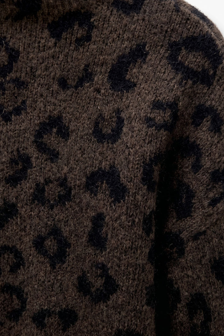 Chandail en tricot à imprimé léopard pour femme Oui