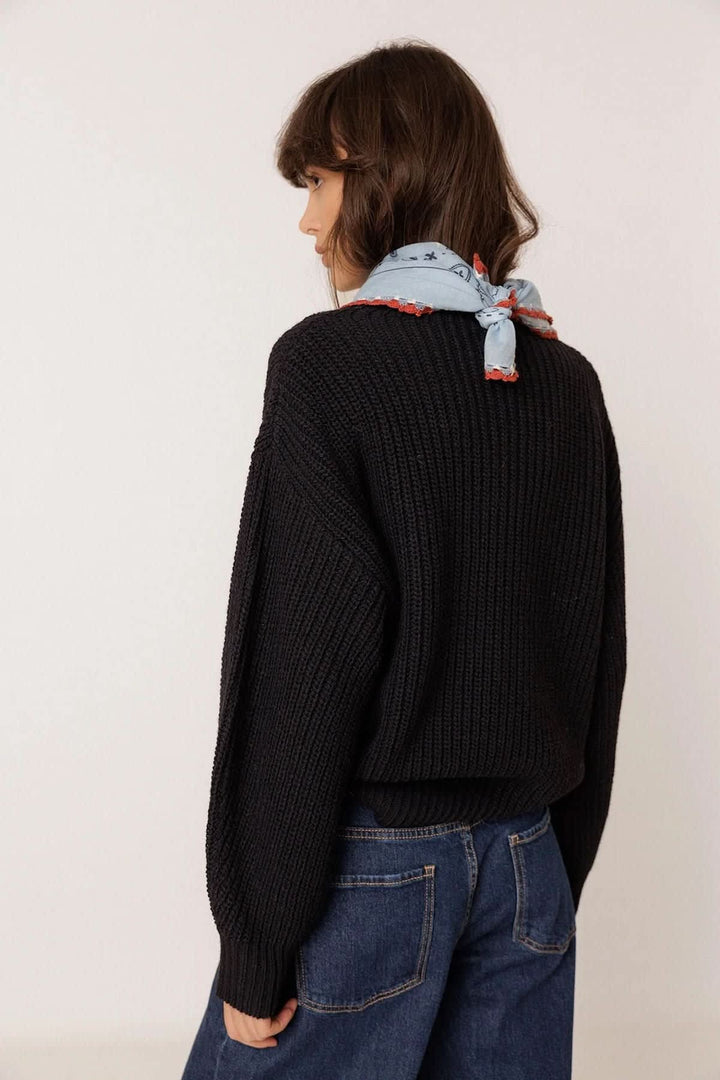 Chandail en tricot côtelé à col montant pour femme Indi &amp; cold