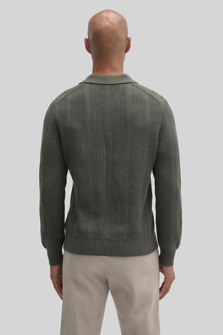 Chandail polo en coton à maille texturée vue de face pour homme Robert barakett