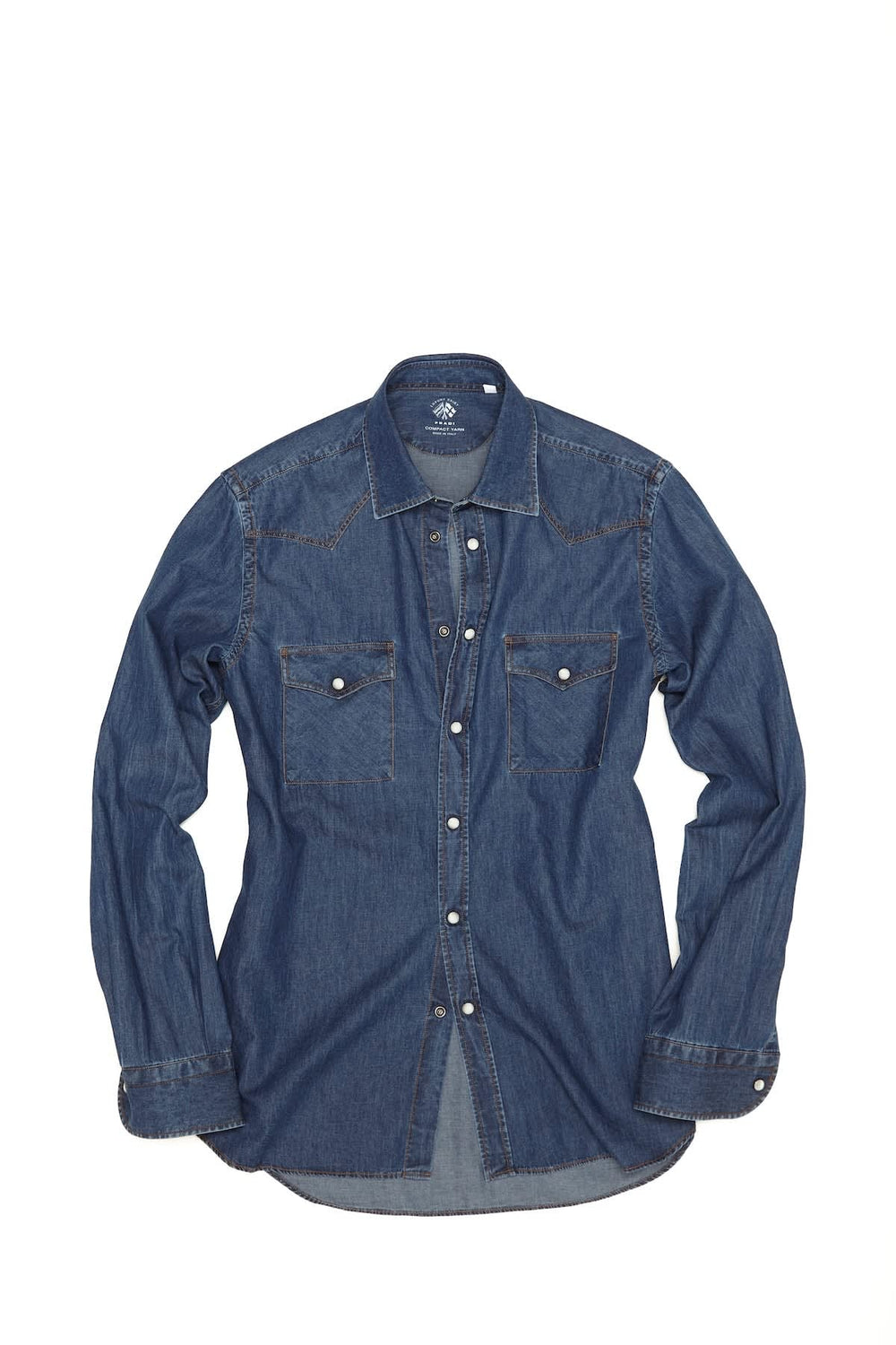 Fradi men's blue western-style denim shirt viewed from the front