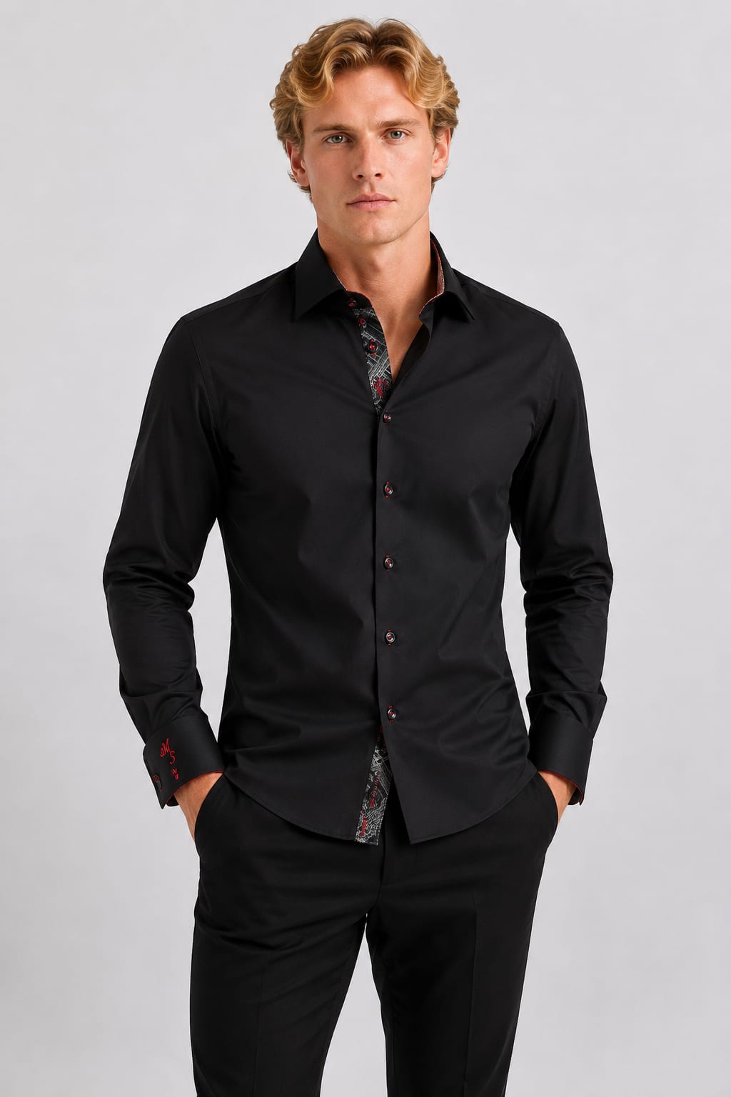 Front view of the MR.SMITH sport shirt with contrasting details for men - Valérie Simon