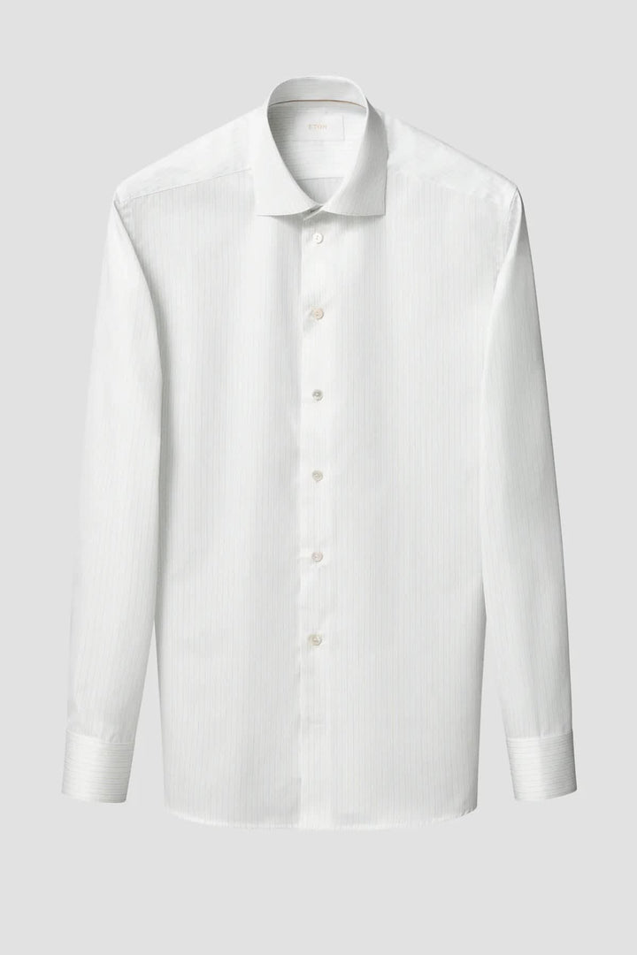 Vue de face chemise à rayures Eton pour homme bleu ton sur ton - Valérie Simon
